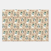 Feuille De Papier Cadeau Crème classique Cuties de Noël rouge et vert (Devant 2)