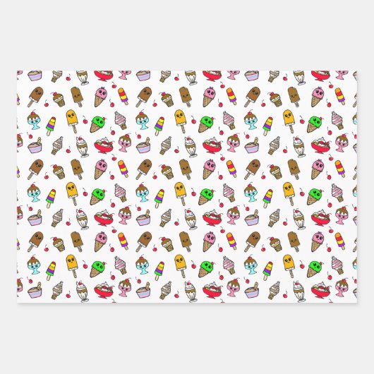 Feuille De Papier Cadeau Crème de glace à thème Anniversaire (Devant 3)