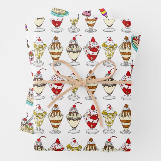 Feuille De Papier Cadeau Crème de glace à thème Anniversaire (En situation)