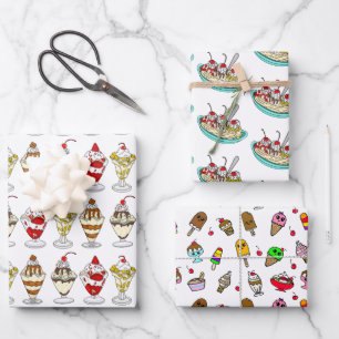 Feuille De Papier Cadeau Crème de glace à thème Anniversaire