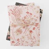 Feuille De Papier Cadeau Crème de Pêche Pastel douce Fleurs d'Aquarelle Rus (En situation)