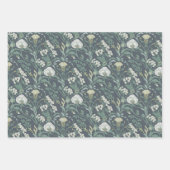 Feuille De Papier Cadeau Crème florale Art nouveau vert (Devant)