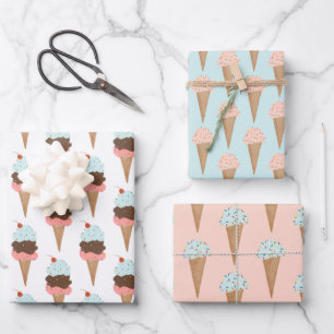 Feuille De Papier Cadeau Crème glacée avec arrosage Moderne coloré mignon c