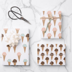 Feuille De Papier Cadeau Crème glacée avec arrosage Moderne coloré mignon c