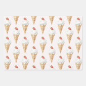 Feuille De Papier Cadeau Crème glacée Cone fraise Anniversaire (Devant 3)
