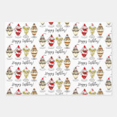 Feuille De Papier Cadeau Crème glacée, gâteau et bonbons Anniversaire (Devant 3)