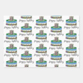 Feuille De Papier Cadeau Crème glacée, gâteau et bonbons Anniversaire (Devant)