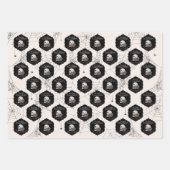 Feuille De Papier Cadeau Crème gothique crânes et stries Halloween (Devant)