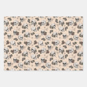 Feuille De Papier Cadeau Crème gothique crânes et stries Halloween (Devant 3)