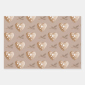 Feuille De Papier Cadeau Crème pain d'épices Coeurs biscuits Noël (Devant)