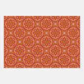 Feuille De Papier Cadeau Crème rouge et cercle orange Mandala (Devant 2)