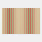 Feuille De Papier Cadeau Crème rouge vert rustique Pois et rayures (Devant)