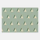 Feuille De Papier Cadeau Crème rouge vert sapin de Noël (Devant)