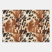 Feuille De Papier Cadeau Crème Western Cowboy Brown Noir Cowhide (Devant)