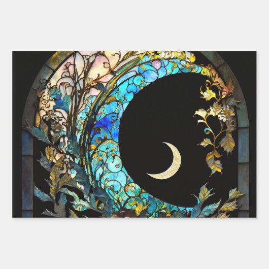 Feuille De Papier Cadeau Crescent Magique Lune Encre D'Alcool (Devant)