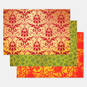 Feuille De Papier Cadeau Crimson Damask, Pescara et Paisley Pearls