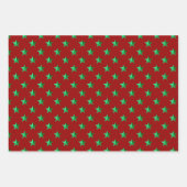 Feuille De Papier Cadeau Crimson rouge argent vert turquoise bleu étoiles (Devant 2)
