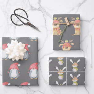 Feuille De Papier Cadeau Critère d'hiver Trio Holiday