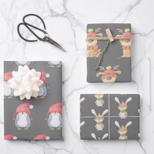 Feuille De Papier Cadeau Critère d'hiver Trio Holiday (Recto)