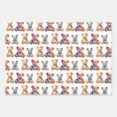 Feuille De Papier Cadeau Crocheted Stuffed Animals Blue and Yellow (Devant 3)