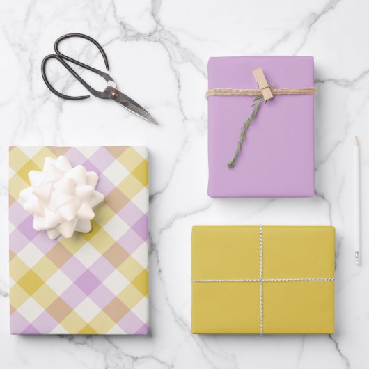 Feuille De Papier Cadeau Crocus Gingham (Recto)