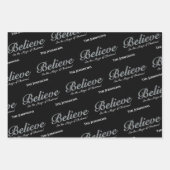 Feuille De Papier Cadeau Croire à la magie de Noël | Black (Devant 3)