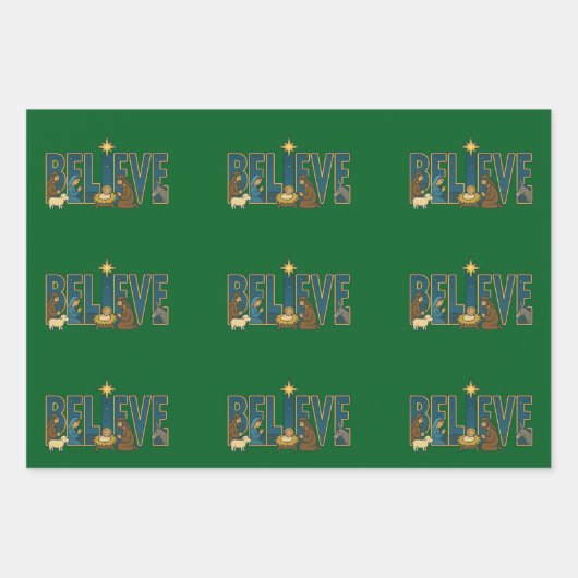 Feuille De Papier Cadeau Croire nativité  (Devant)