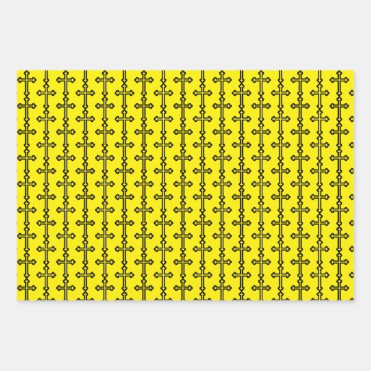 Feuille De Papier Cadeau Croix chrétienne noire (Devant 3)