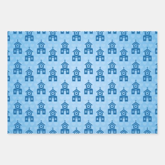 Feuille De Papier Cadeau Croix de l'Église du Baptême (Devant)