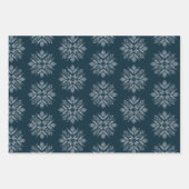Feuille De Papier Cadeau Croix de Noël bleu couture hiver flocon (Devant)