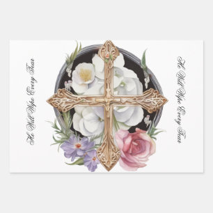 Feuille De Papier Cadeau Croix et Écritures pour Condolences