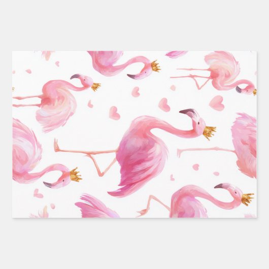 Feuille De Papier Cadeau Crowned Flamingo – Luxe Island Vibes (Devant)