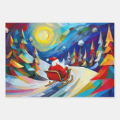 Feuille De Papier Cadeau Cubism Santa Christmas Holiday  (Devant 3)