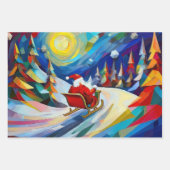 Feuille De Papier Cadeau Cubism Santa Christmas Holiday  (Devant)