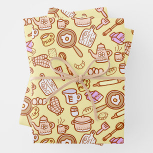 Feuille De Papier Cadeau Cuisine Cuisine Jaune