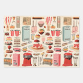 Feuille De Papier Cadeau Cuisine gâteaux et outils Rétro (Devant)