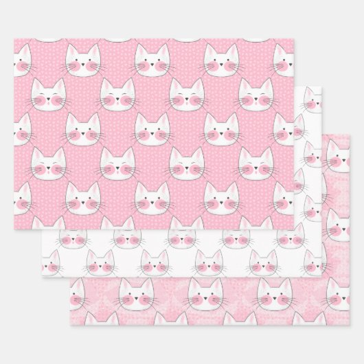 Feuille De Papier Cadeau Cuisineux comme des chats japonais (Lot)