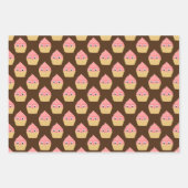Feuille De Papier Cadeau Cuite Cartoon Fraise Cupcake Brown (Devant 2)