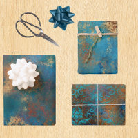 Cuivre Turquoise Floral Patiné en détresse