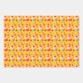 Feuille De Papier Cadeau Cupcake d'anniversaire rose, orange et jaune (Devant 2)