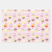 Feuille De Papier Cadeau Cupcakes au rose (Devant 3)