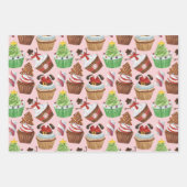Feuille De Papier Cadeau Cupcakes de Noël Aquarelle (Devant 2)