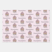Feuille De Papier Cadeau Cupcakes rose et argent (Devant 3)