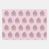 Feuille De Papier Cadeau Cupcakes rose et argent (Devant)