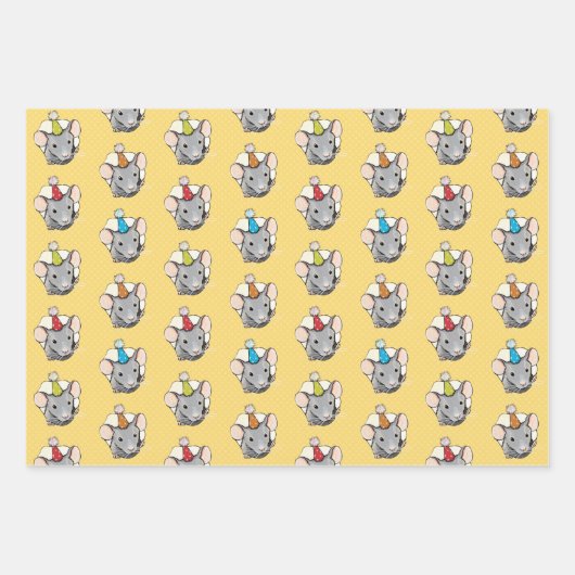 Feuille De Papier Cadeau Curieux petit souris dans l'Motif Casquette d'anni (Devant)