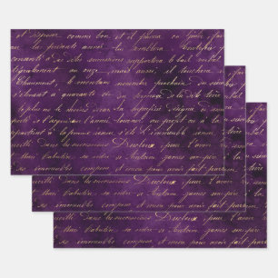Feuille De Papier Cadeau Curseur or sur violet profond 