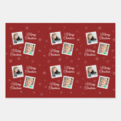 Feuille De Papier Cadeau Custom 2 Photos Design de Noël en rouge (Devant 3)