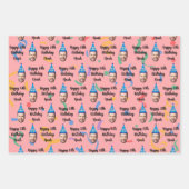 Feuille De Papier Cadeau Custom Birthday Wrapping Paper, Pink (Devant)