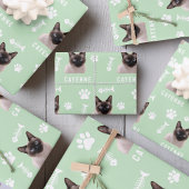 Feuille De Papier Cadeau Custom Cat Pet with Photo & Name