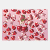 Feuille De Papier Cadeau Custom Coquette Heart Bow Pattern Wrapping Paper (Devant 3)